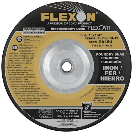 Flexovit DEPRESSED CENTER GRINDING WHEEL A5254H